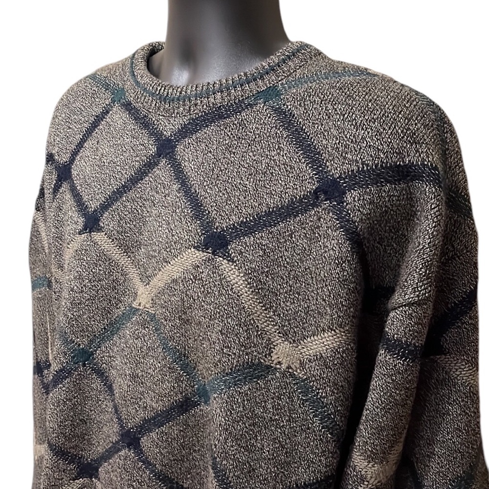 Vtg 80s/90s JANTZEN Classics Geometric Grandpa Sweater~XL~Unisex